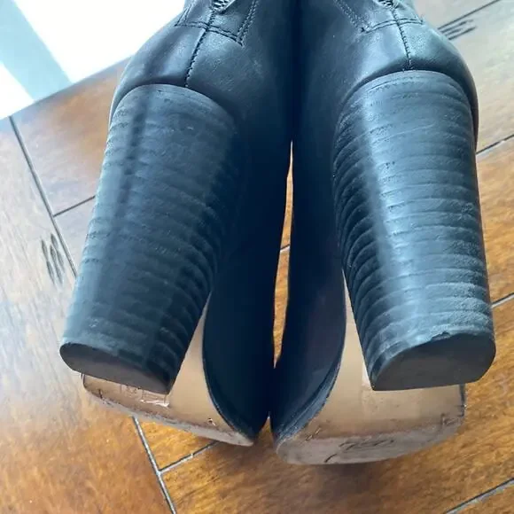 rag & bone Classic Newbury Ankle Boots Black leather stacked heel size 7 - Picture 8 of 12